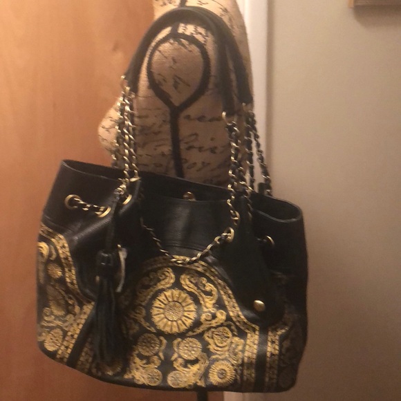Black leather over shoulder bag